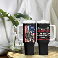 Real Grandpas Ride Motorcycles Tumbler With Handle Some Grandpas Play Bingon American Flag
