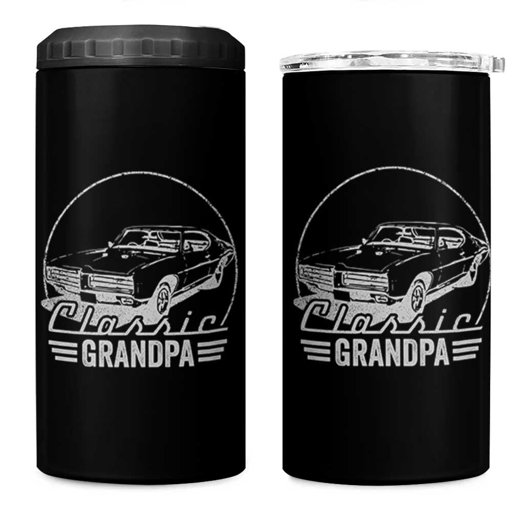 Funny Grandpa Classic Car Graphic 4 in 1 Can Cooler Tumbler Father's Day Grandpa Gift