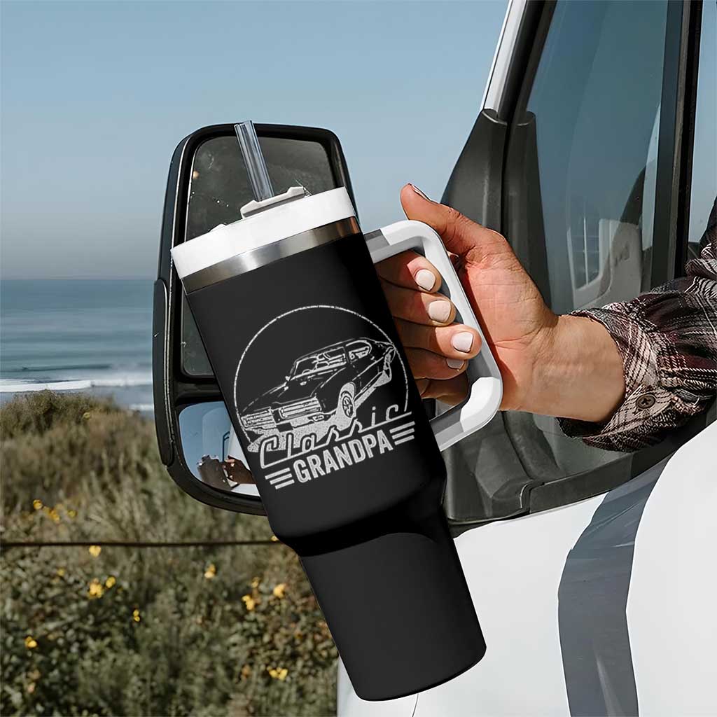Funny Grandpa Classic Car Graphic Tumbler With Handle Father's Day Grandpa Gift