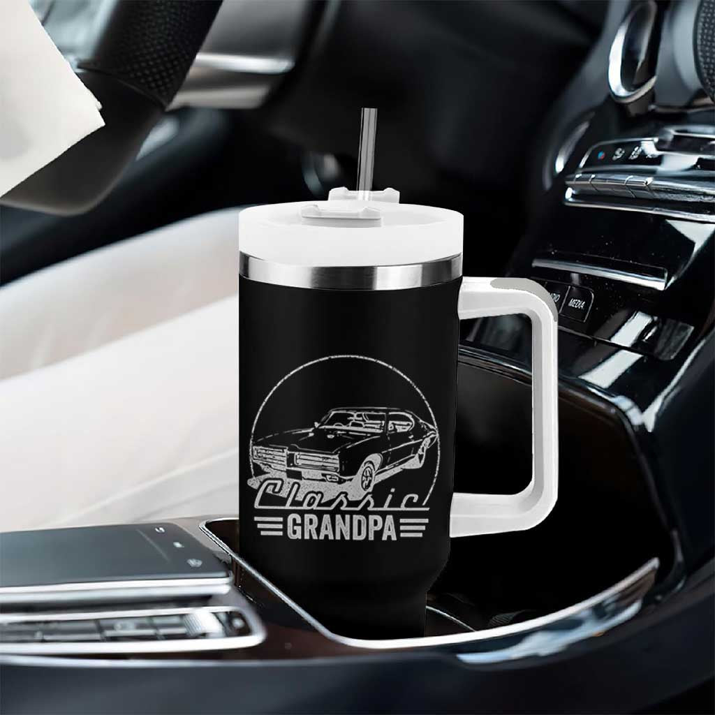 Funny Grandpa Classic Car Graphic Tumbler With Handle Father's Day Grandpa Gift