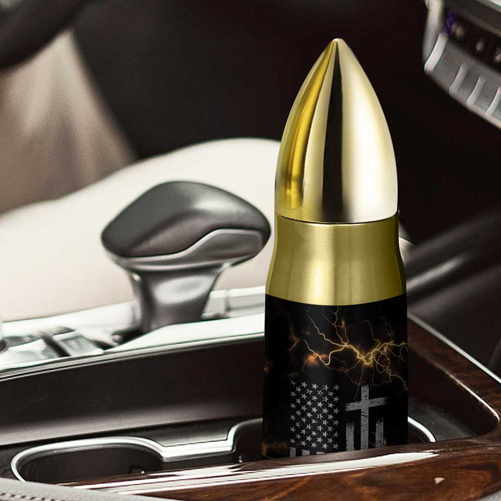 Christian Faith Over Fear Bullet Tumbler Religious Jesus Saves Cross US Flag Prayer Patriotic - Wonder Print Shop