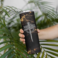 Christian Faith Over Fear Skinny Tumbler Religious Jesus Saves Cross US Flag Prayer Patriotic - Wonder Print Shop