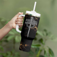 Christian Faith Over Fear Tumbler With Handle Religious Jesus Saves Cross US Flag Prayer Patriotic - Wonder Print Shop