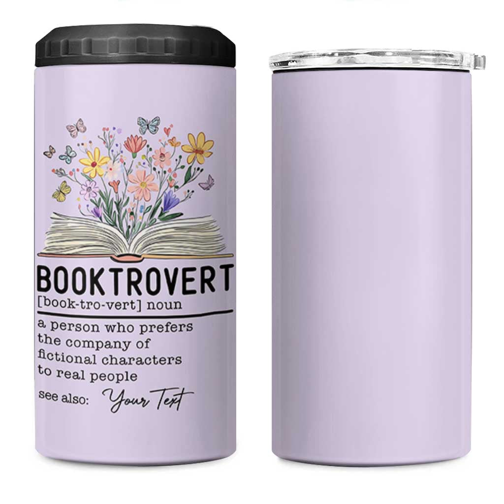 Personalized Booktrovert 4 in 1 Can Cooler Tumbler Custom Name Funny Book Lovers Gifts For Women