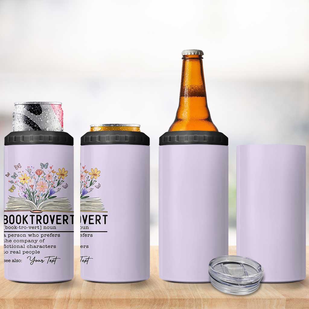 Personalized Booktrovert 4 in 1 Can Cooler Tumbler Custom Name Funny Book Lovers Gifts For Women