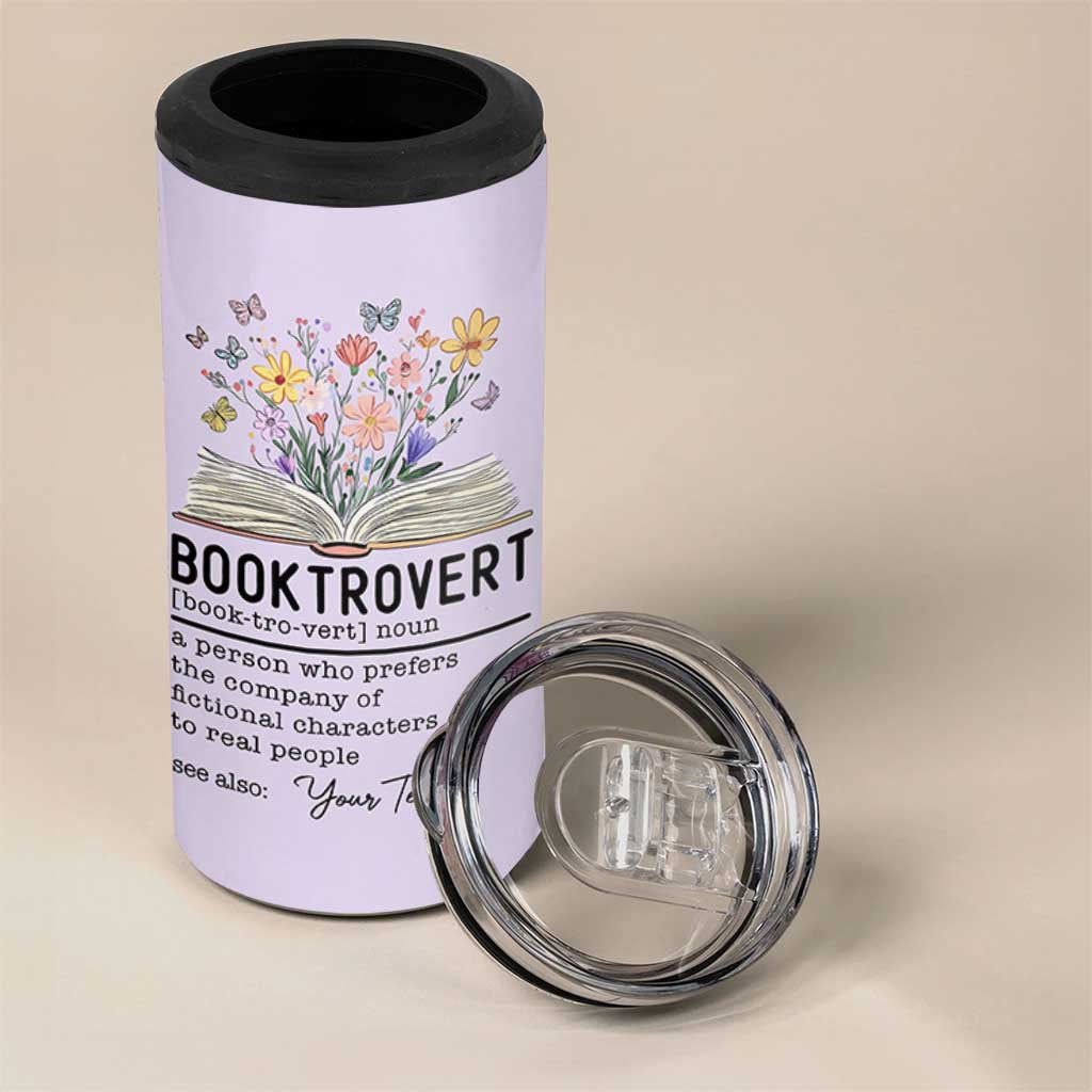 Personalized Booktrovert 4 in 1 Can Cooler Tumbler Custom Name Funny Book Lovers Gifts For Women