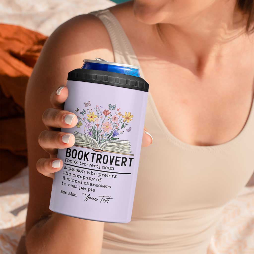 Personalized Booktrovert 4 in 1 Can Cooler Tumbler Custom Name Funny Book Lovers Gifts For Women