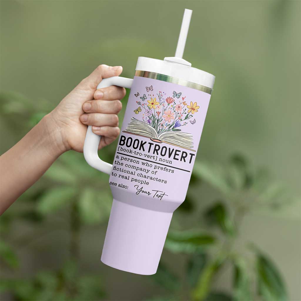 Personalized Booktrovert Tumbler With Handle Custom Name Funny Book Lovers Gifts For Women