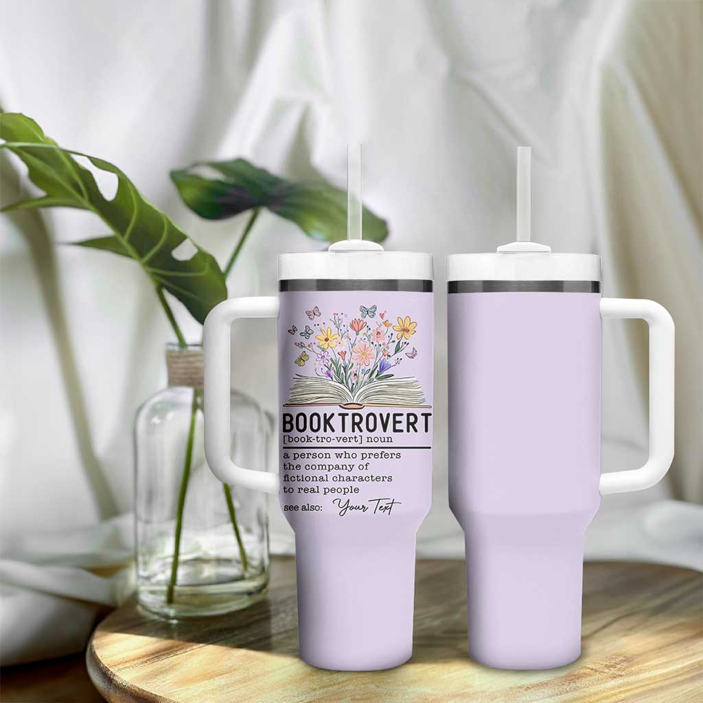 Personalized Booktrovert Tumbler With Handle Custom Name Funny Book Lovers Gifts For Women