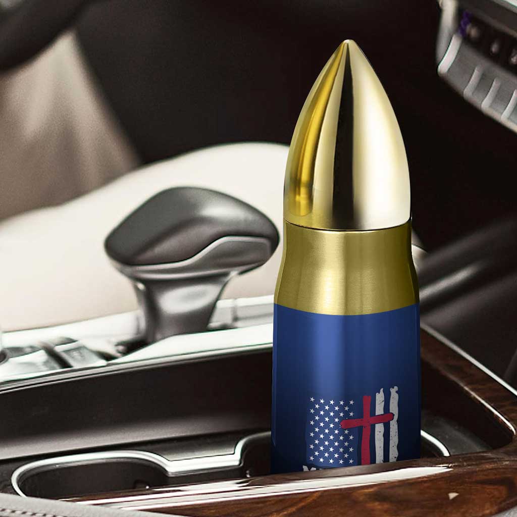 Christian Gifts for Men Bullet Tumbler Religious Cross US Flag Prayer Patriotic - Wonder Print Shop