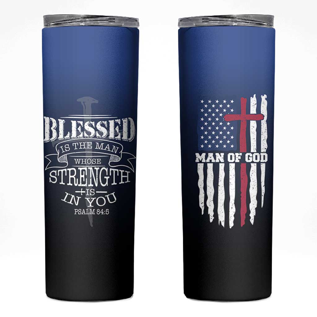 Christian Gifts for Men Skinny Tumbler Religious Cross US Flag Prayer Patriotic - Wonder Print Shop