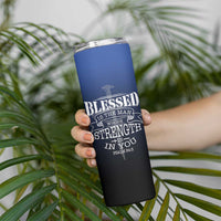 Christian Gifts for Men Skinny Tumbler Religious Cross US Flag Prayer Patriotic - Wonder Print Shop