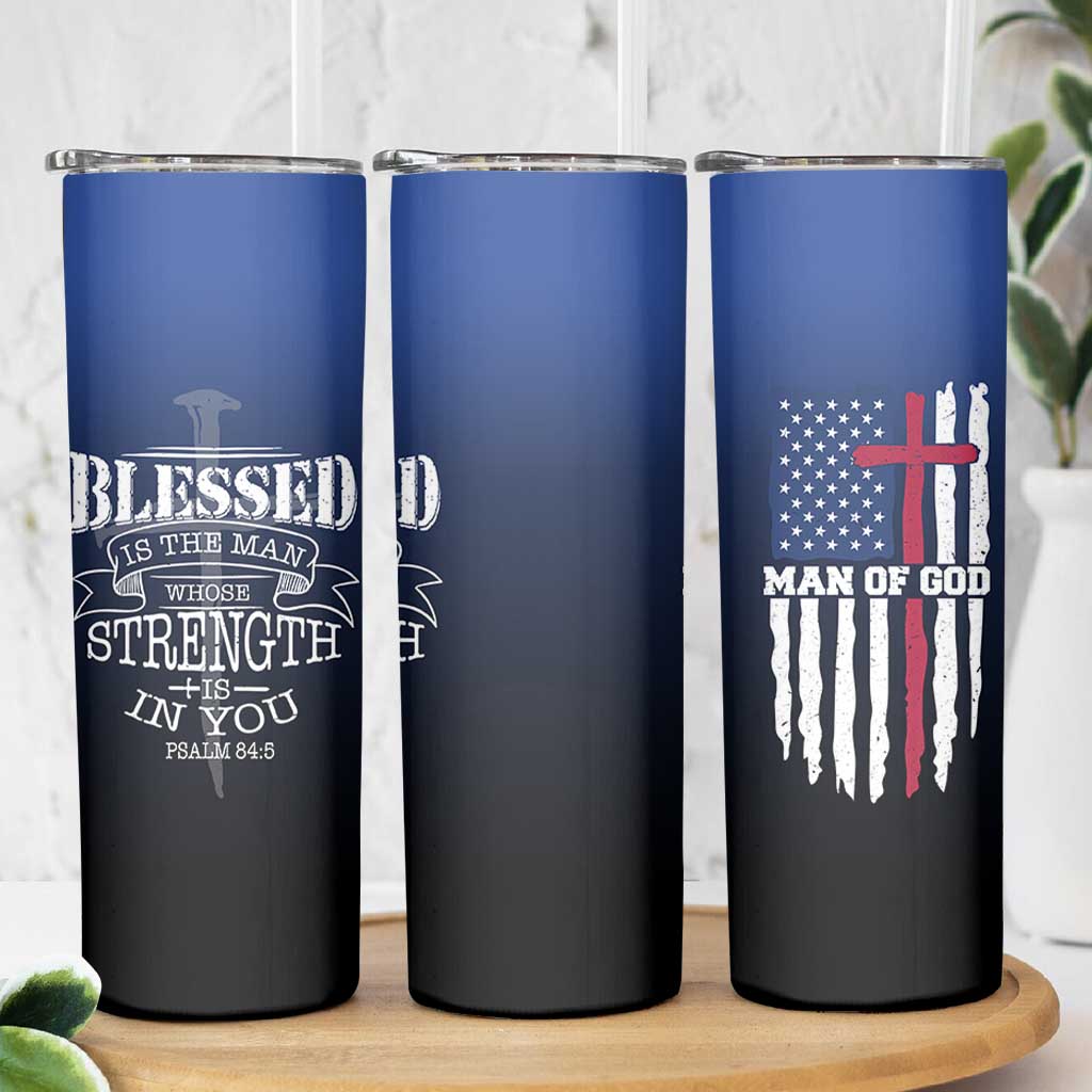 Christian Gifts for Men Skinny Tumbler Religious Cross US Flag Prayer Patriotic - Wonder Print Shop