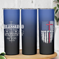 Christian Gifts for Men Skinny Tumbler Religious Cross US Flag Prayer Patriotic - Wonder Print Shop