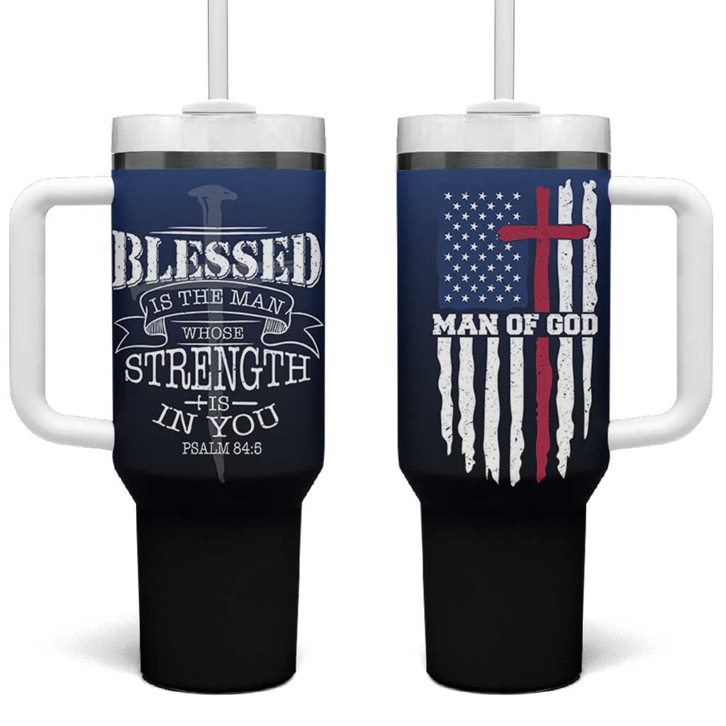 Christian Gifts for Men Tumbler With Handle Religious Cross US Flag Prayer Patriotic - Wonder Print Shop