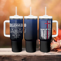 Christian Gifts for Men Tumbler With Handle Religious Cross US Flag Prayer Patriotic - Wonder Print Shop