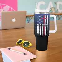 Christian Gifts for Men Tumbler With Handle Religious Cross US Flag Prayer Patriotic - Wonder Print Shop