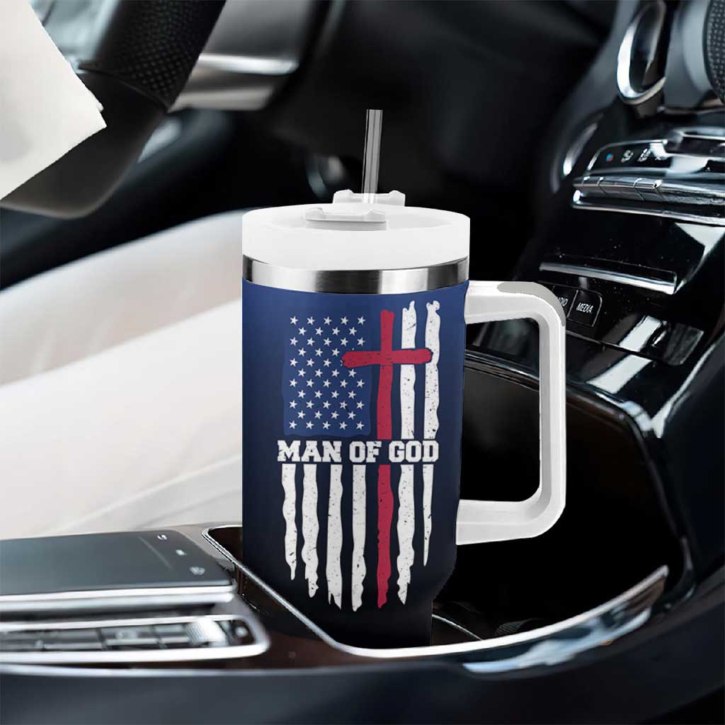 Christian Gifts for Men Tumbler With Handle Religious Cross US Flag Prayer Patriotic - Wonder Print Shop