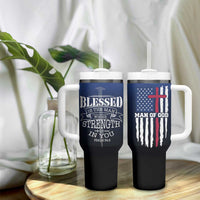 Christian Gifts for Men Tumbler With Handle Religious Cross US Flag Prayer Patriotic - Wonder Print Shop