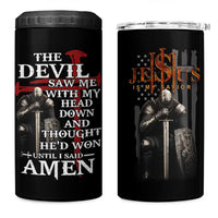 Christian Gifts for Men 4 in 1 Can Cooler Tumbler Jesus Is My Savior Catholic Cross US Flag Prayer Patriotic - Wonder Print Shop