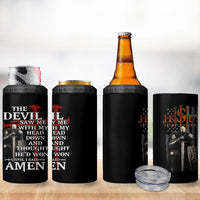 Christian Gifts for Men 4 in 1 Can Cooler Tumbler Jesus Is My Savior Catholic Cross US Flag Prayer Patriotic - Wonder Print Shop