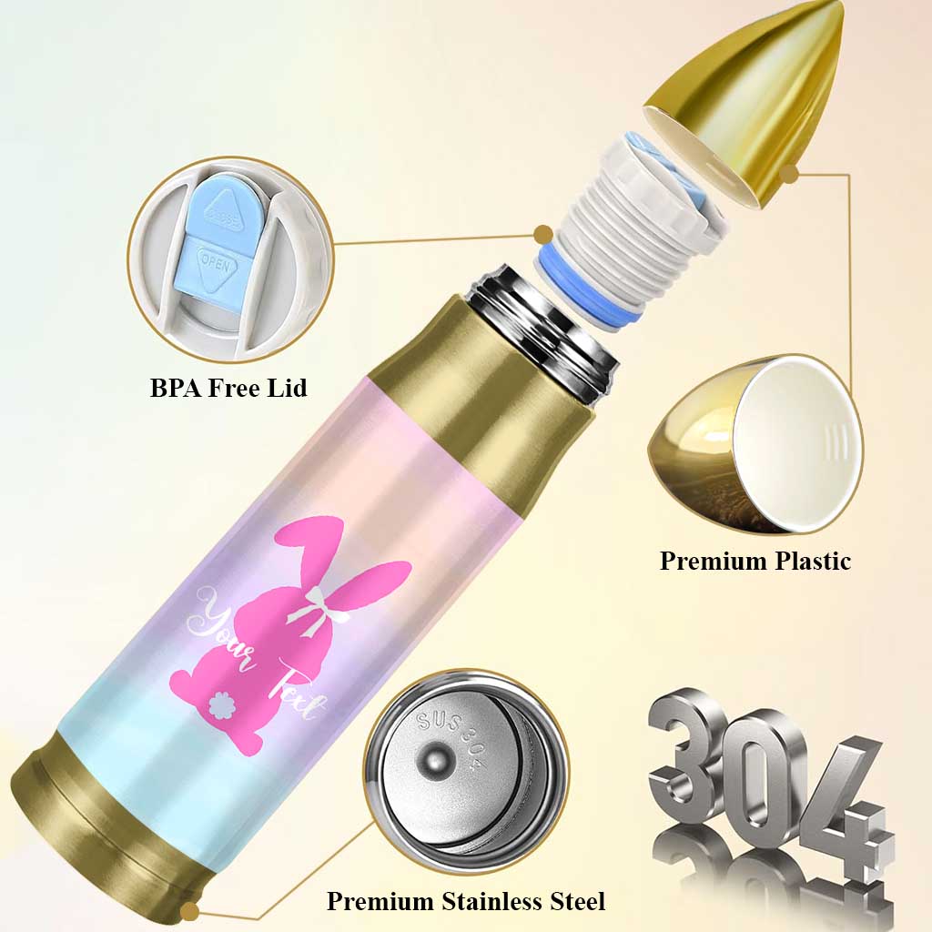 Personalized Rabbit Bullet Tumbler Custom Name Bunny Lovers Cute Easter Spring Gift for Women