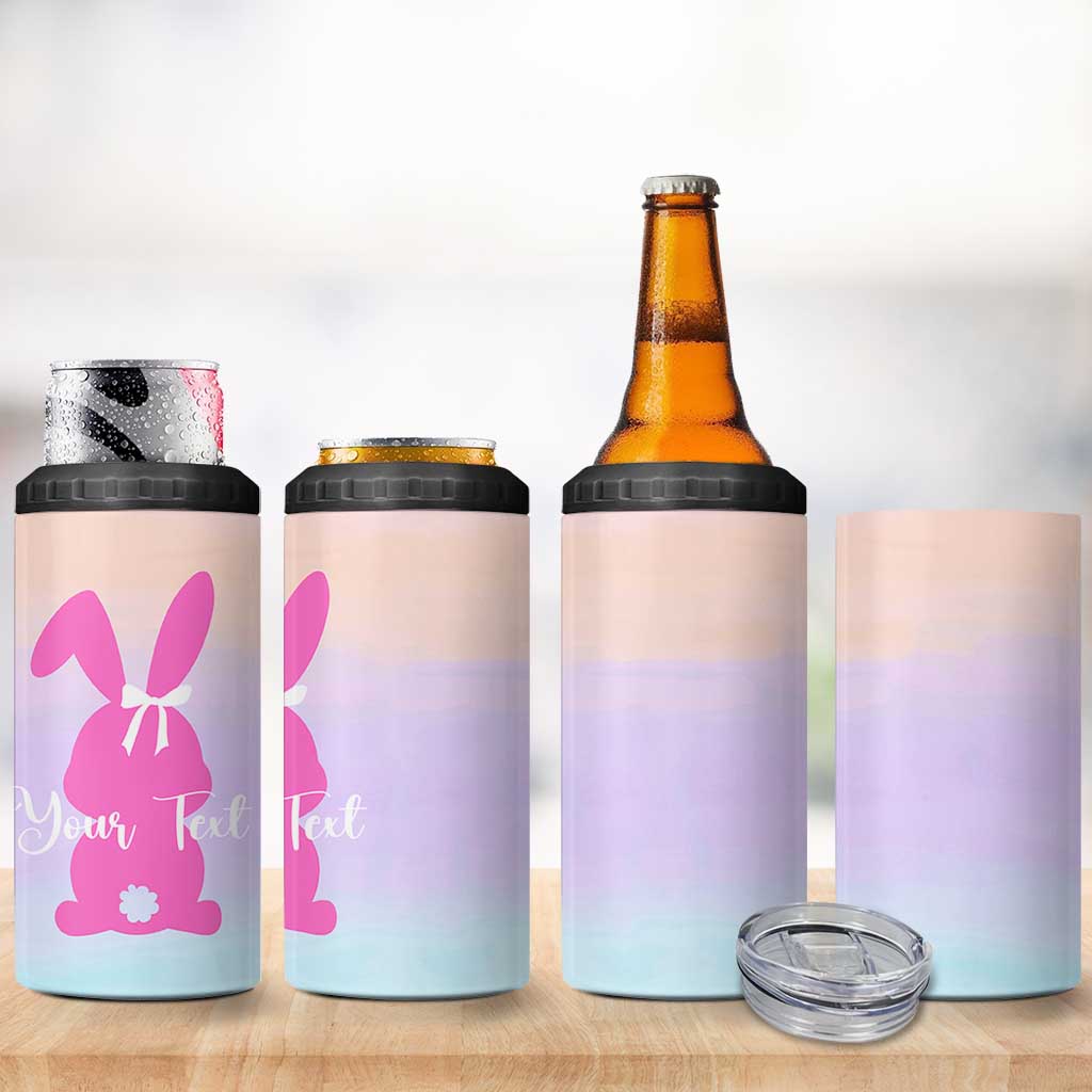Personalized Rabbit 4 in 1 Can Cooler Tumbler Custom Name Bunny Lovers Cute Easter Spring Gift for Women