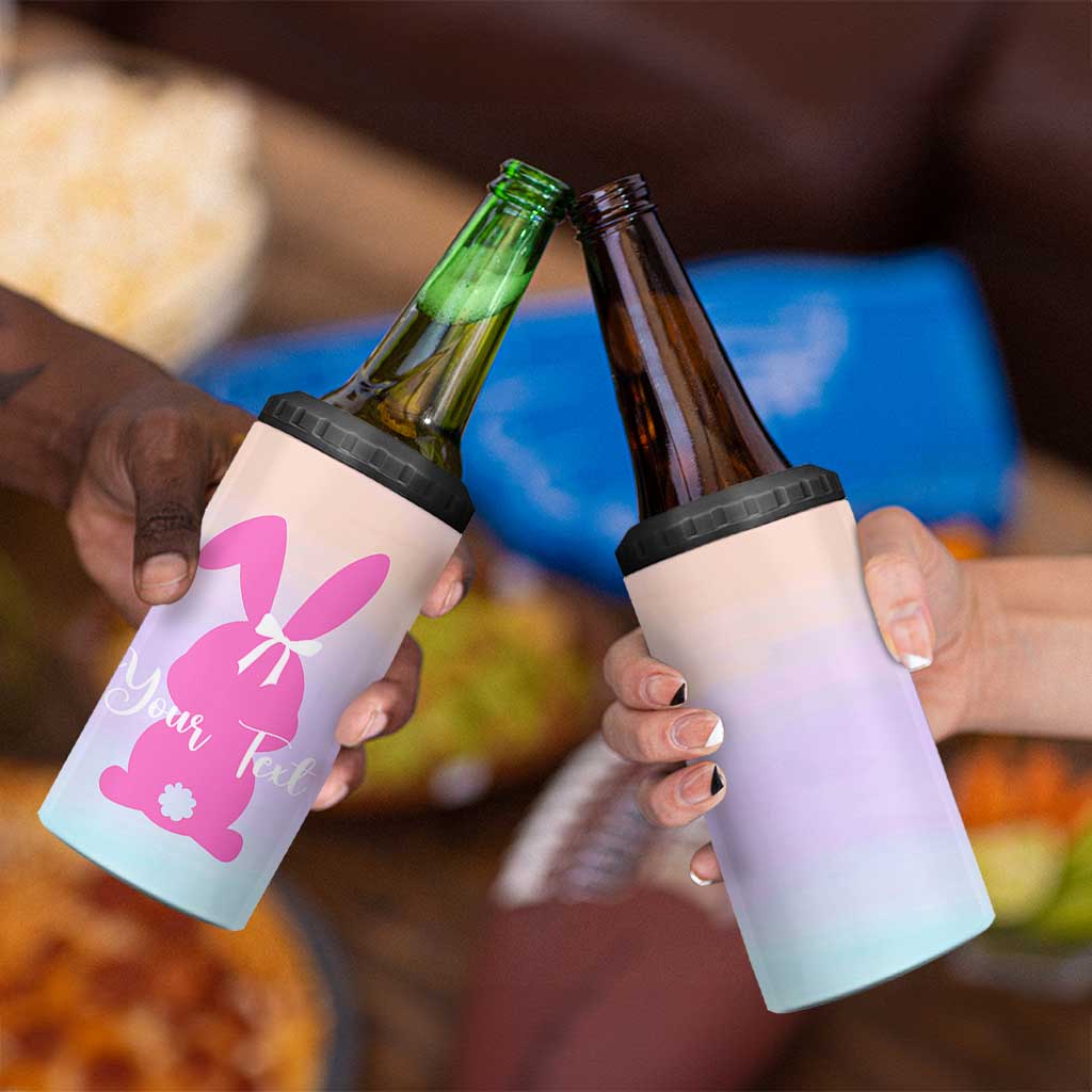 Personalized Rabbit 4 in 1 Can Cooler Tumbler Custom Name Bunny Lovers Cute Easter Spring Gift for Women