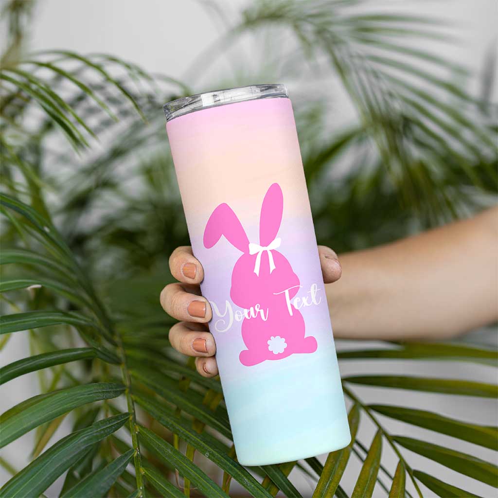 Personalized Rabbit Skinny Tumbler Custom Name Bunny Lovers Cute Easter Spring Gift for Women