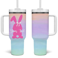 Personalized Rabbit Tumbler With Handle Custom Name Bunny Lovers Cute Easter Spring Gift for Women