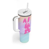 Personalized Rabbit Tumbler With Handle Custom Name Bunny Lovers Cute Easter Spring Gift for Women