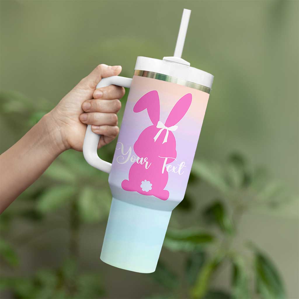 Personalized Rabbit Tumbler With Handle Custom Name Bunny Lovers Cute Easter Spring Gift for Women