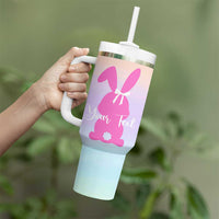 Personalized Rabbit Tumbler With Handle Custom Name Bunny Lovers Cute Easter Spring Gift for Women