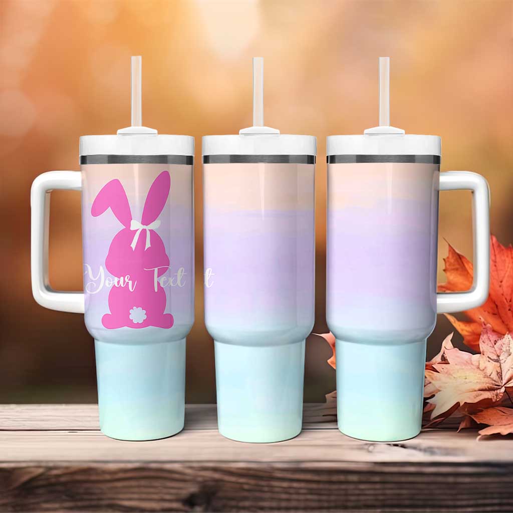 Personalized Rabbit Tumbler With Handle Custom Name Bunny Lovers Cute Easter Spring Gift for Women