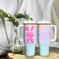 Personalized Rabbit Tumbler With Handle Custom Name Bunny Lovers Cute Easter Spring Gift for Women