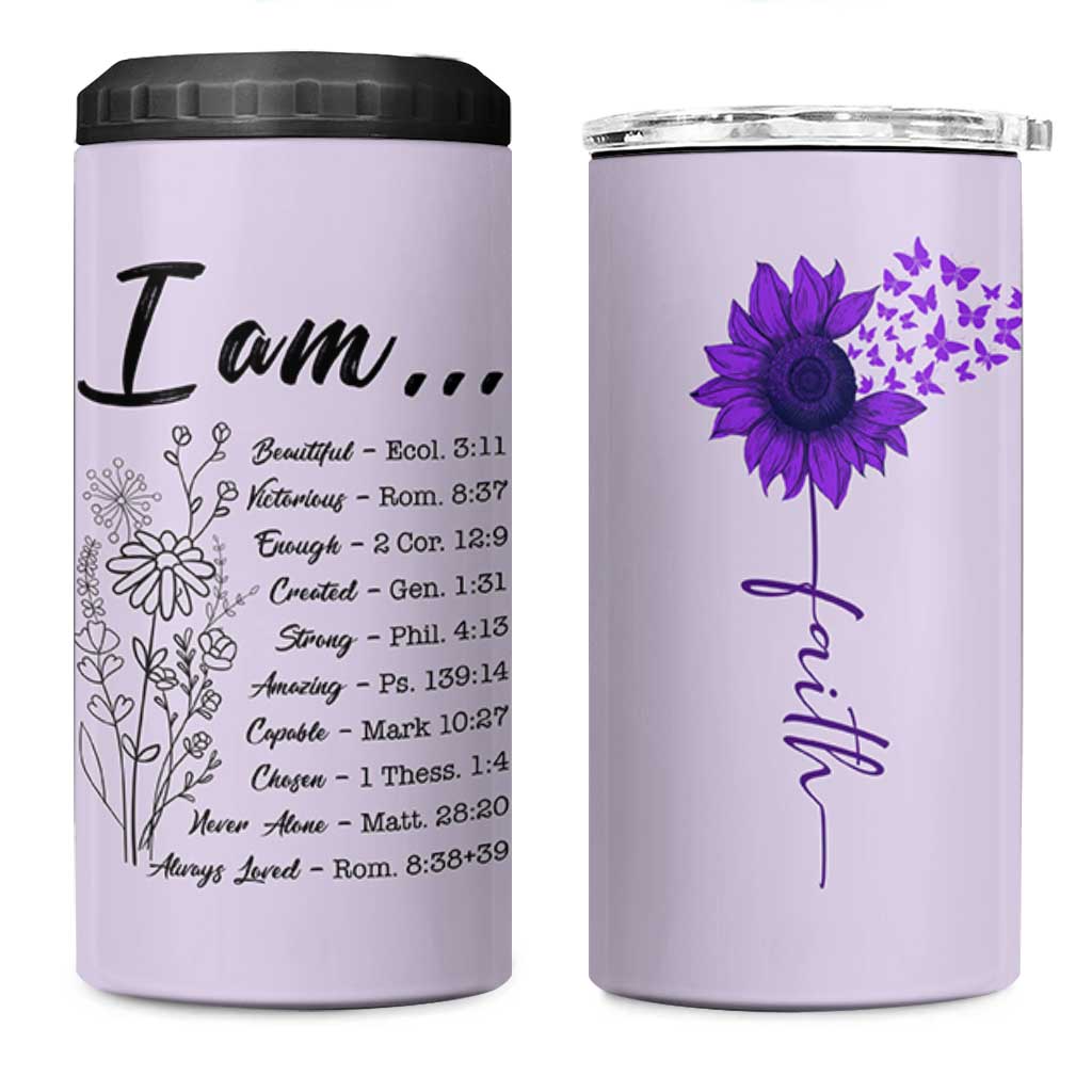 Christian Gifts for Women Faith 4 in 1 Can Cooler Tumbler Inspirational Religious Bible Gift for Her - Wonder Print Shop