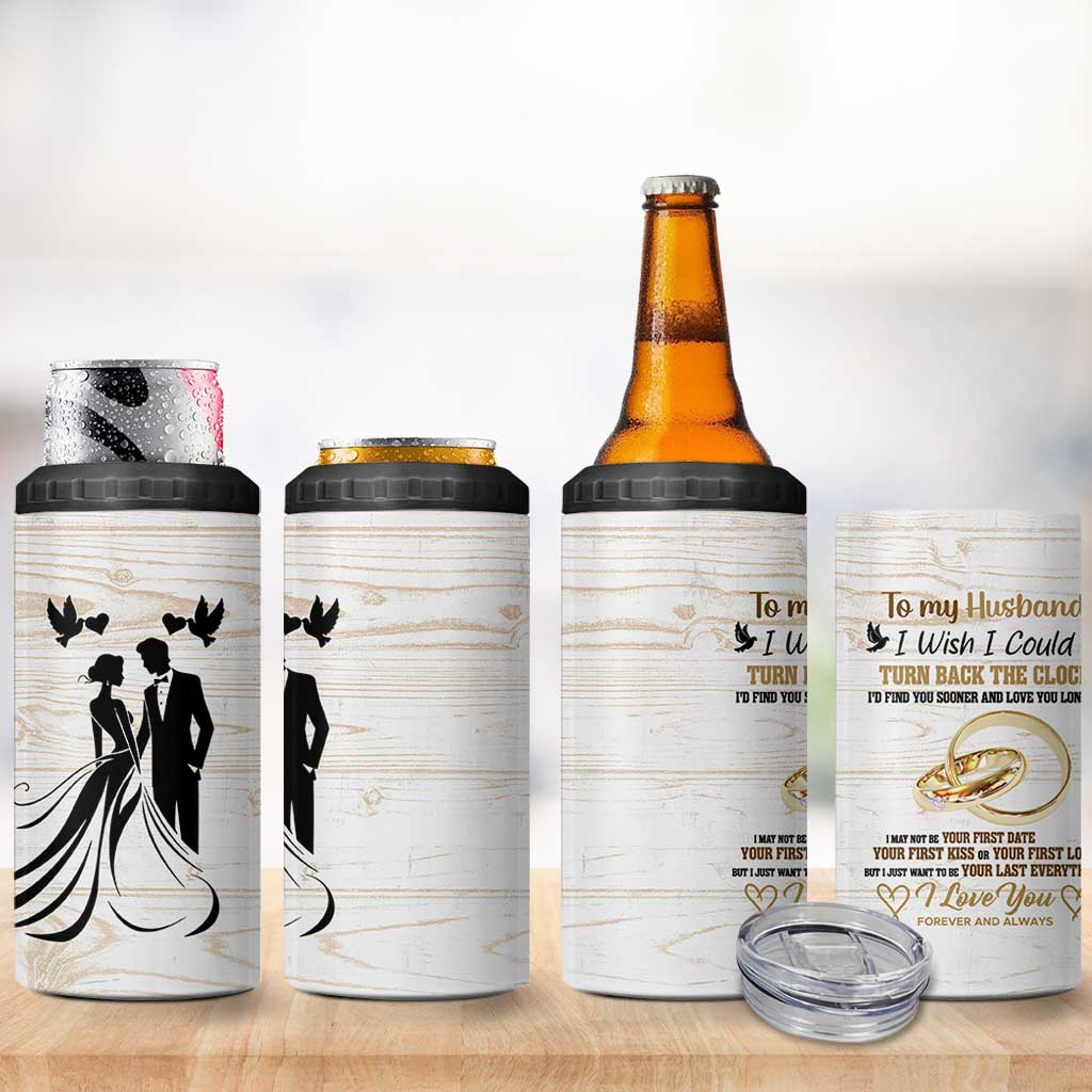 Gifts For Husband From Wife 4 in 1 Can Cooler Tumbler To My Husband I Love You Wedding Anniversary Gift
