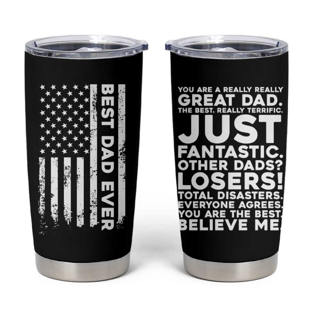 Christmas Gifts for Dad Tumbler Cup Best Dad Ever American US Flag Father's Day - Wonder Print Shop