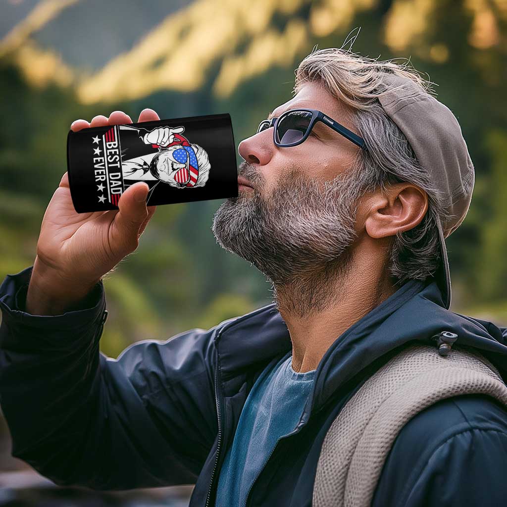 Christmas Gifts for Dad 4 in 1 Can Cooler Tumbler Best Dad Ever American Flag - Wonder Print Shop