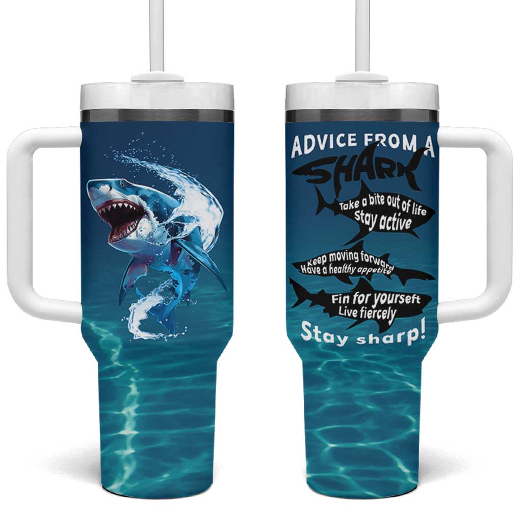 Shark Lovers Tumbler With Handle Everything Will Kill You So Choose Something Fun