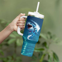 Shark Lovers Tumbler With Handle Everything Will Kill You So Choose Something Fun