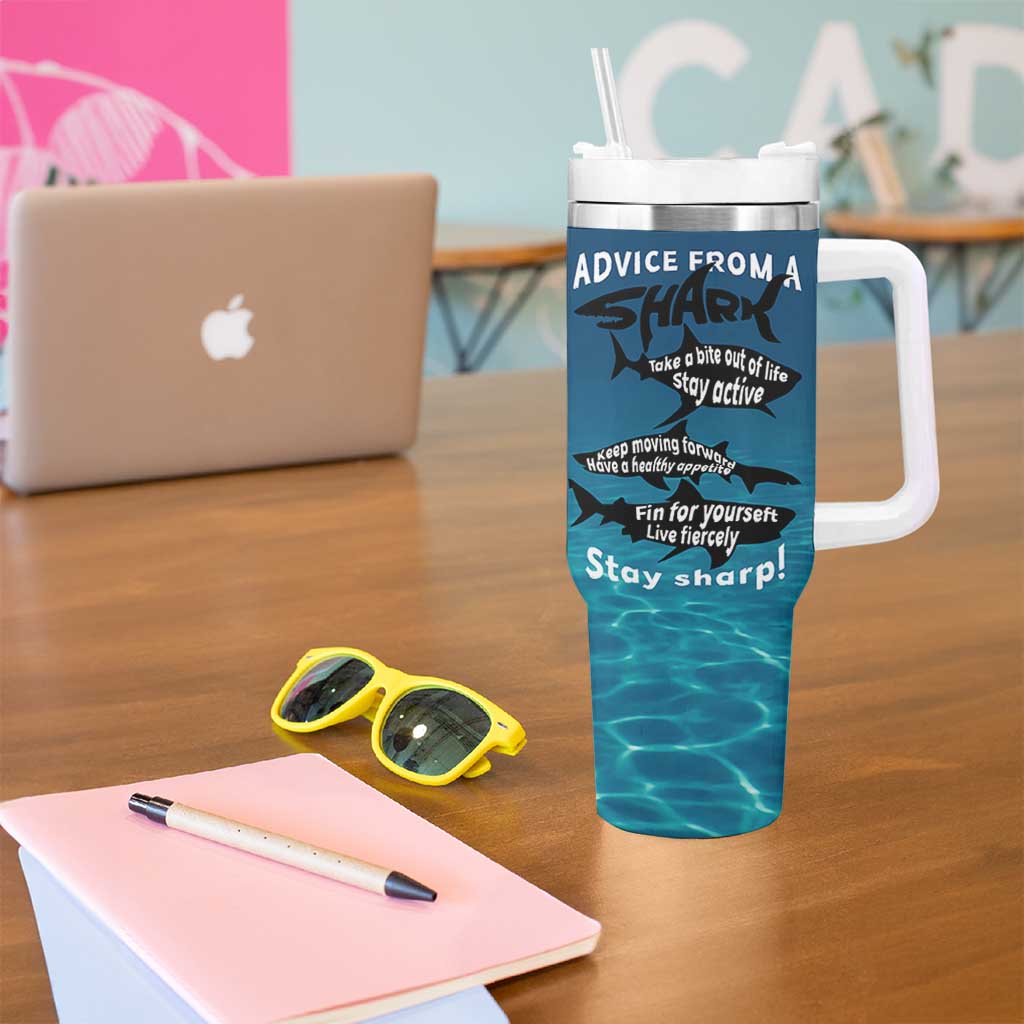 Shark Lovers Tumbler With Handle Everything Will Kill You So Choose Something Fun