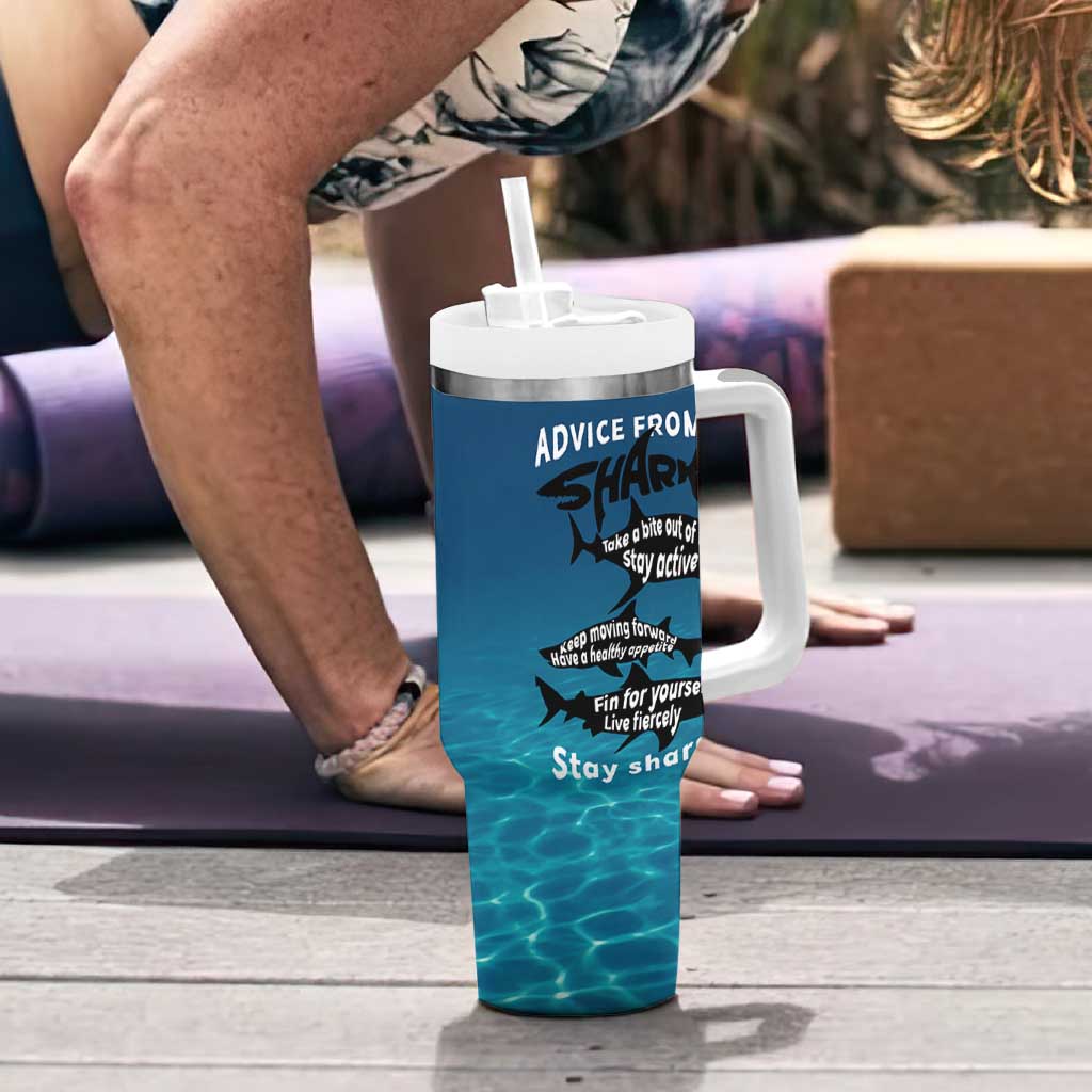 Shark Lovers Tumbler With Handle Everything Will Kill You So Choose Something Fun
