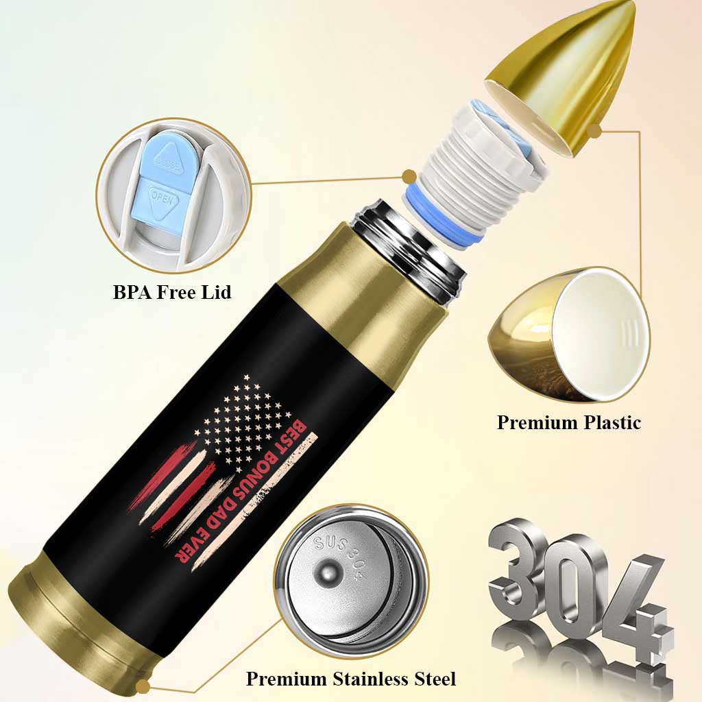 Bonus Dad Gifts Bullet Tumbler Stepdad American Flag Fathers Day - Wonder Print Shop