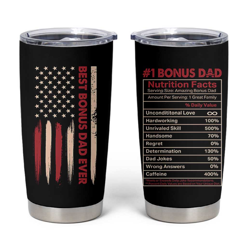 Bonus Dad Gifts Tumbler Cup Stepdad American Flag Fathers Day - Wonder Print Shop