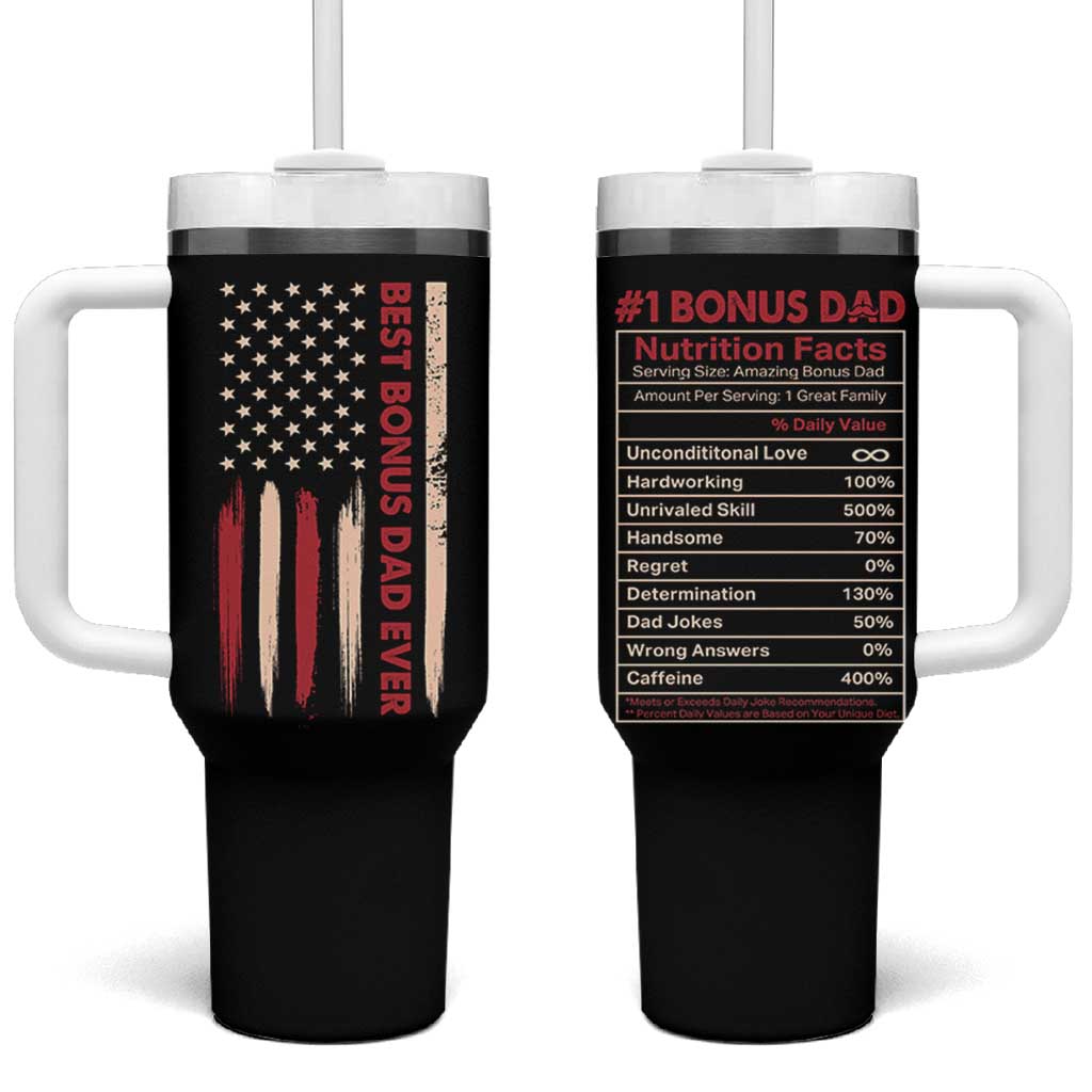 Bonus Dad Gifts Tumbler With Handle Stepdad American Flag Fathers Day - Wonder Print Shop