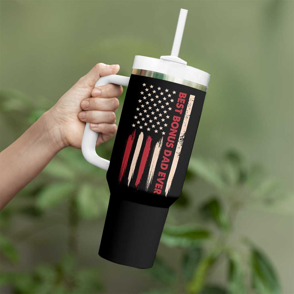 Bonus Dad Gifts Tumbler With Handle Stepdad American Flag Fathers Day - Wonder Print Shop