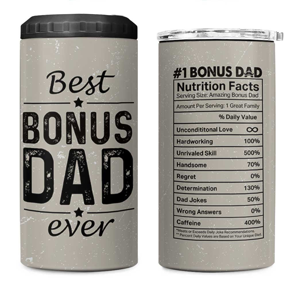 Best Bonus Dad Ever 4 in 1 Can Cooler Tumbler Stepdad Fathers Day Gifts From Stepdaughter Stepson - Wonder Print Shop