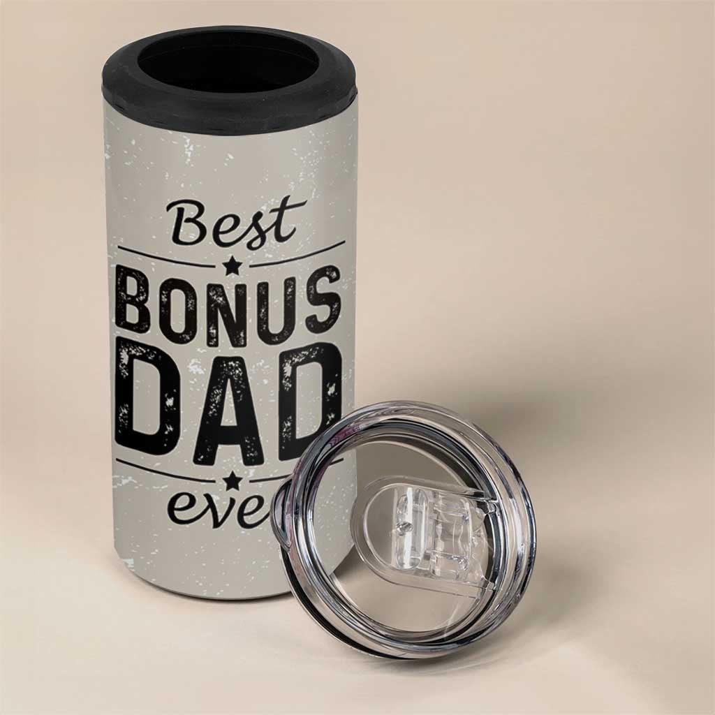 Best Bonus Dad Ever 4 in 1 Can Cooler Tumbler Stepdad Fathers Day Gifts From Stepdaughter Stepson - Wonder Print Shop
