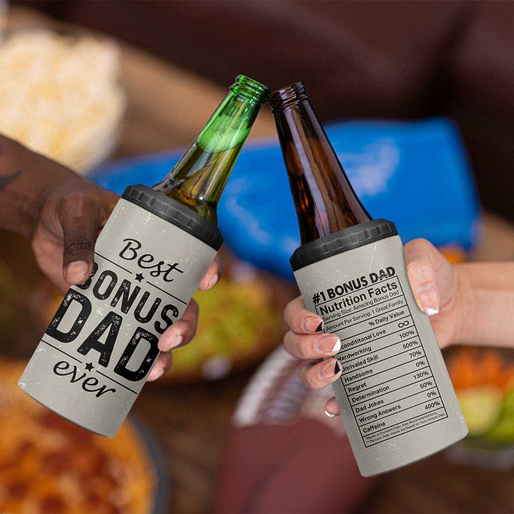 Best Bonus Dad Ever 4 in 1 Can Cooler Tumbler Stepdad Fathers Day Gifts From Stepdaughter Stepson - Wonder Print Shop